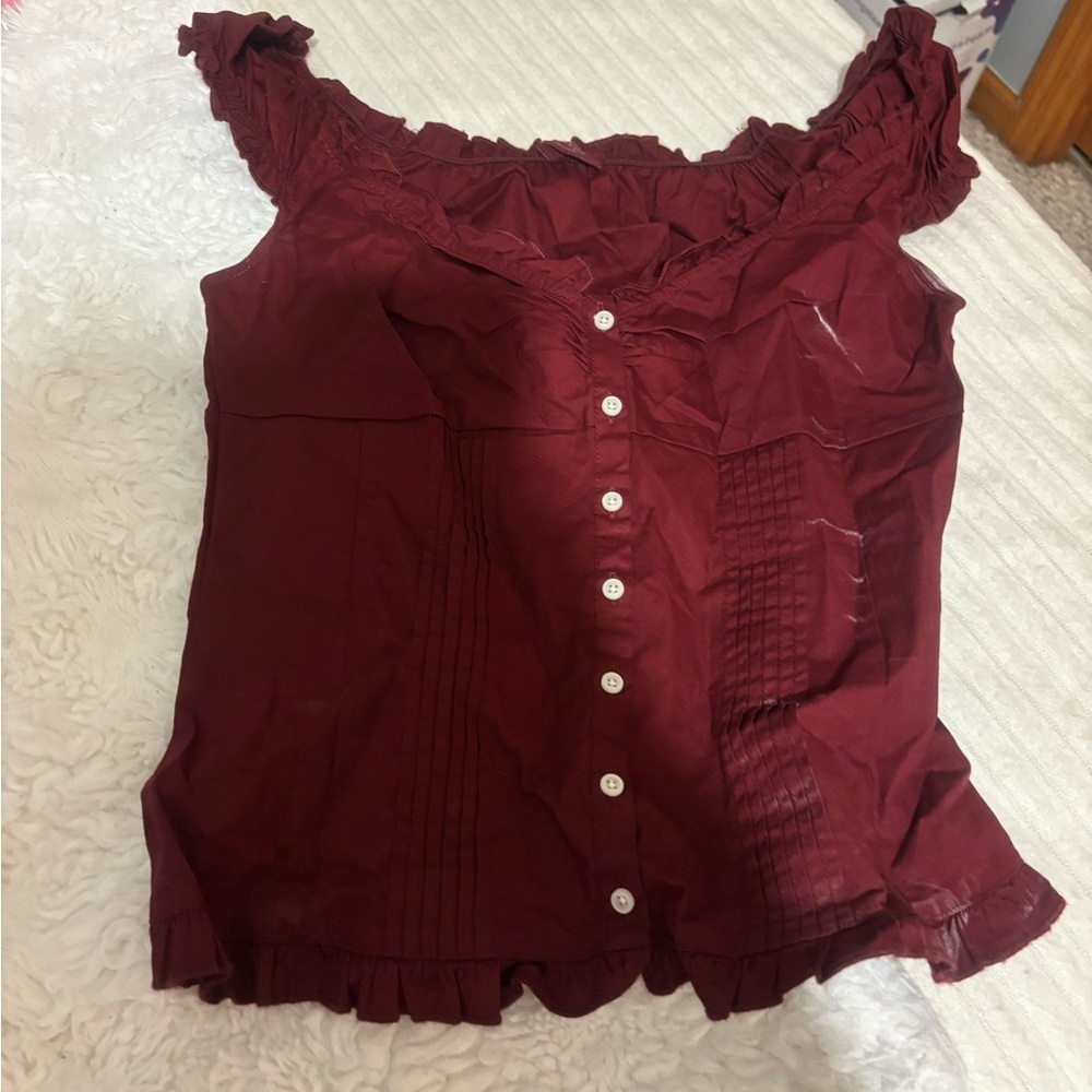 Brandy melville burgundy tank top shirt button down